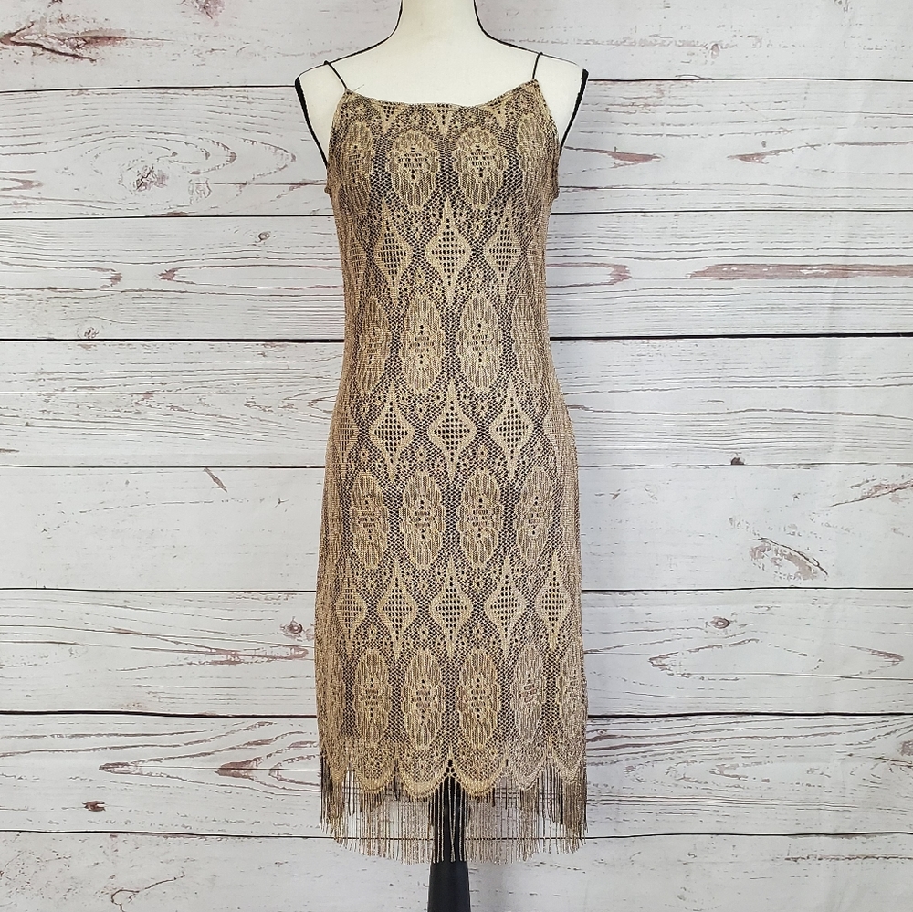 Vintage My Michelle metallic gold flapper dress